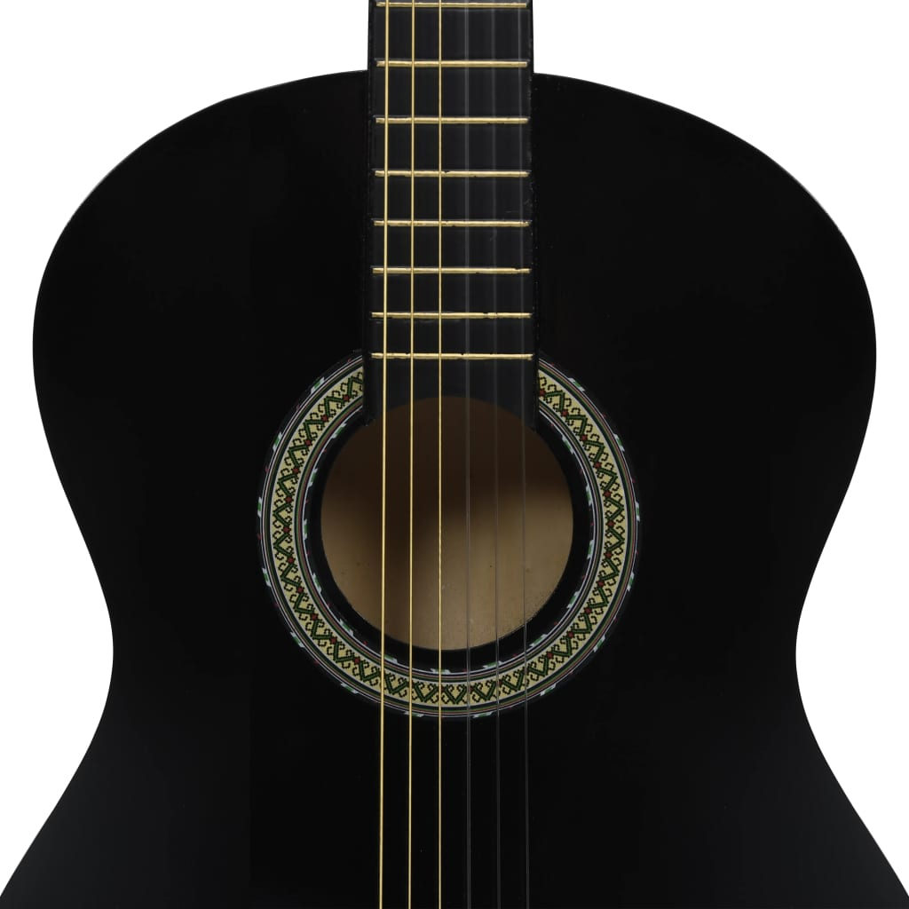 vidaXL Classical Guitar for Beginner Black 4/4 39" Basswood