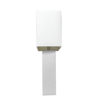 Modern Leather Table Lamp with White Fabric Shade