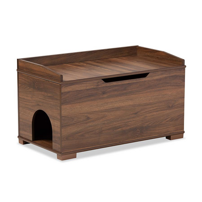 Walnut Brown Finished Wood Cat Litter Box Cover House