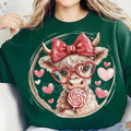 Retro Valentine Highland Cow Sweatshirt | Vintage Aesthetic V-Day Crewneck | Cute Fluffy Cow Heart Jumper | Western Valentine Gift for Her | Shaggy Cow Love Graphic Pullover