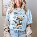 "Aging May Have Slowed Me Down But It Haven't Shut Me Up" T-Shirt - Funny Senior Humor Graphic Tee, Premium 100% Cotton Sarcastic Retirement Gift, Witty Old Age Statement Top, Soft Lived-In Heavyweight Casual Apparel, Grandpa & Grandma Birthday Shirt