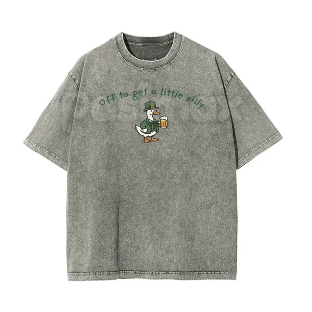 Off To Get A Little Silly Vintage Washed T-Shirt – St. Patrick’s Day Shamrock Graphic Tee
