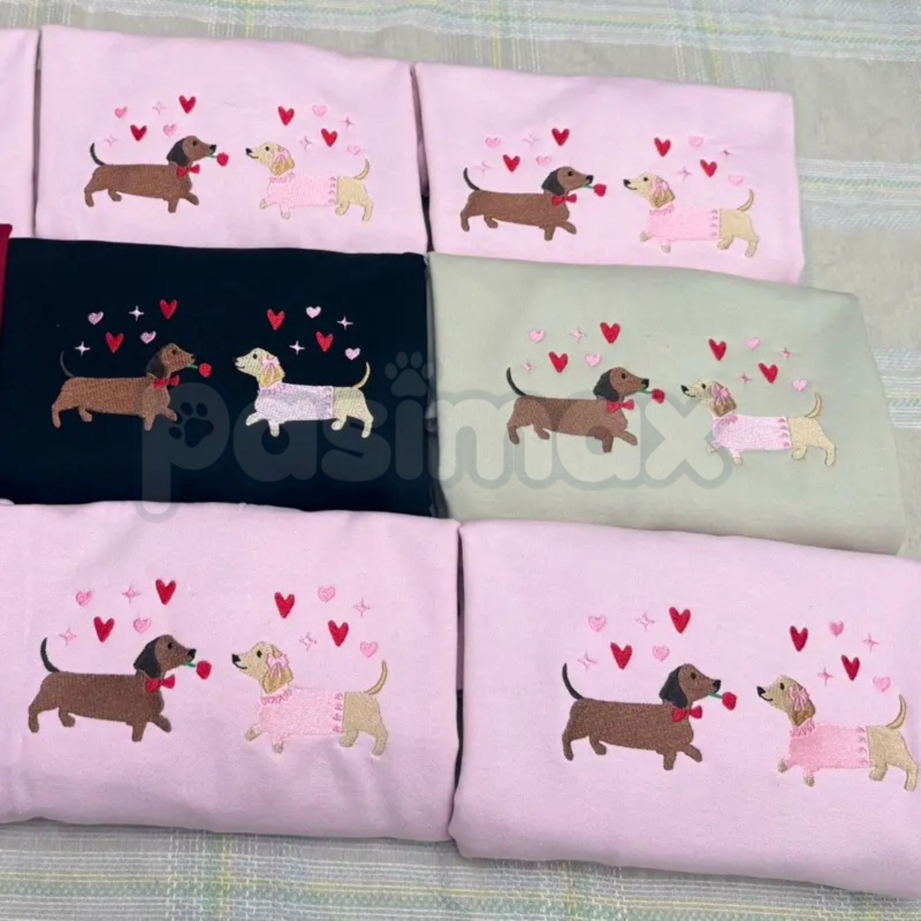 Embroidered Dachshund Valentine’s Day Sweatshirt – Cute Doxie Heart Crewneck