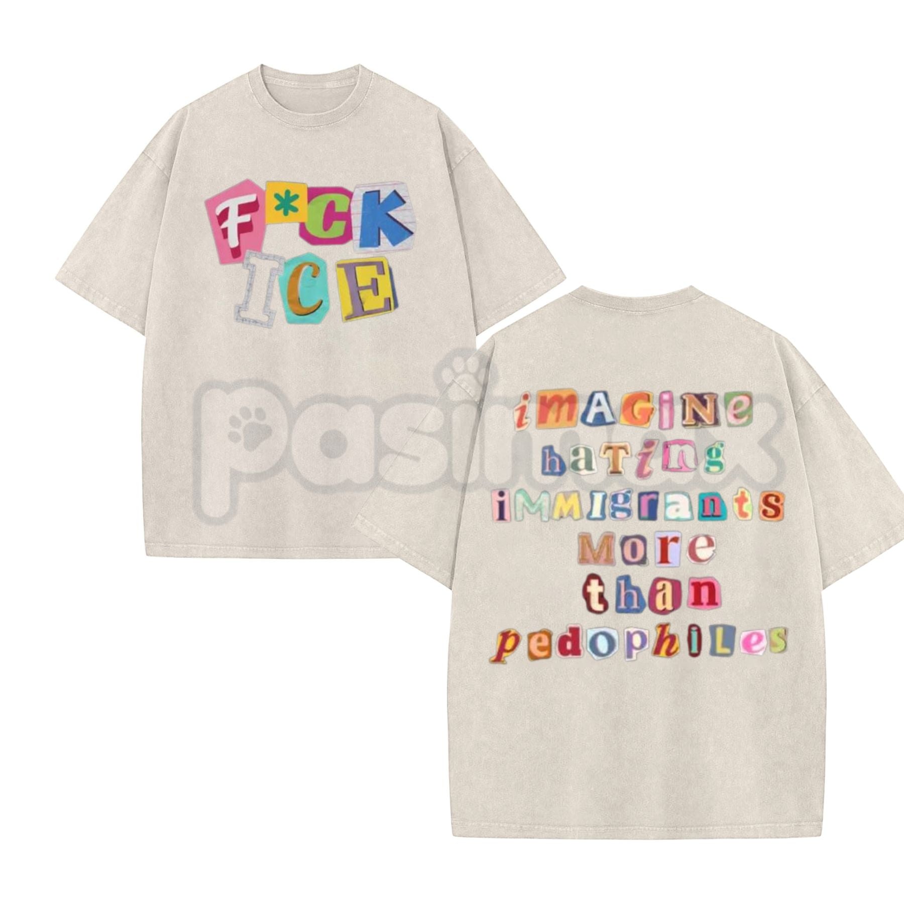 Anti ICE Magazine Letters Vintage Washed T-Shirt – Human Rights Activist Graphic Tee, Lightweight Retro Cotton Streetwear