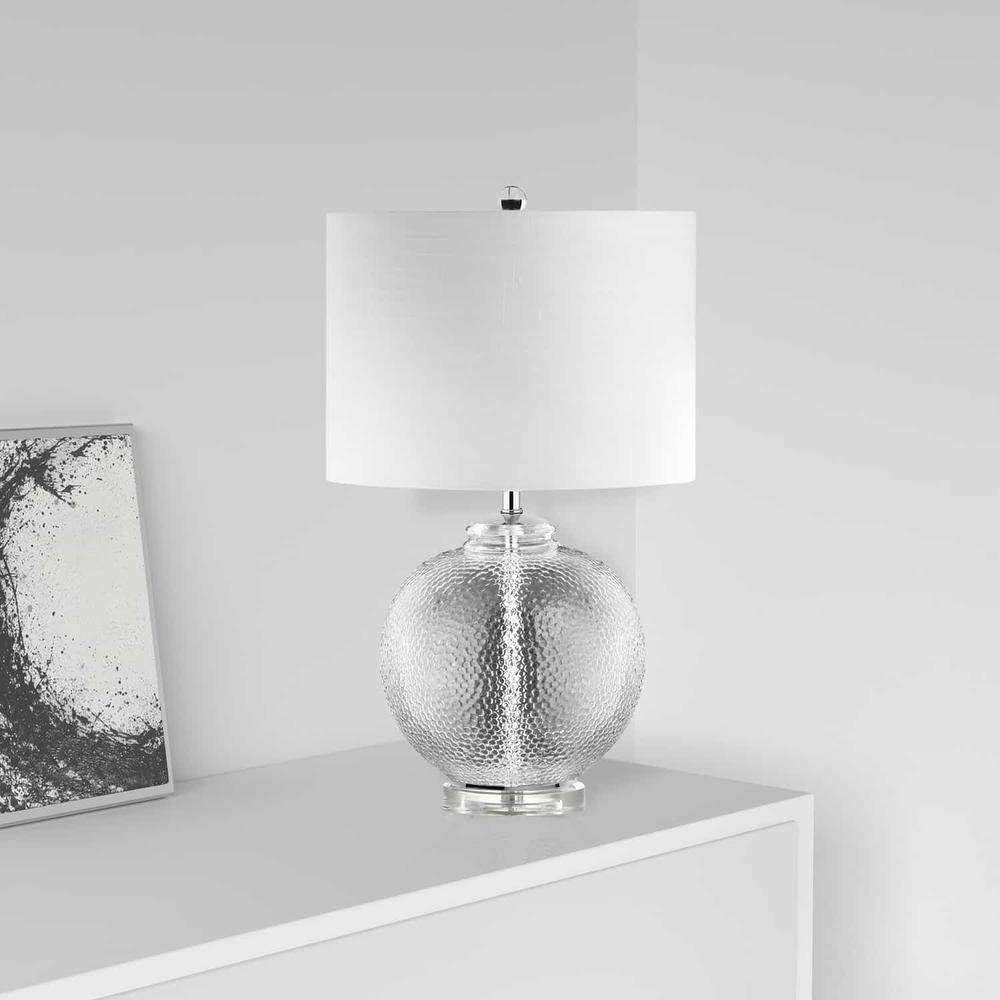 1LT Glass Table Lamp, White Shade