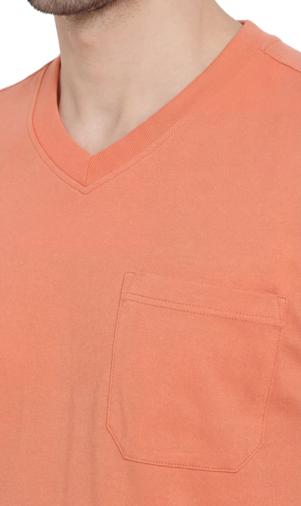 Men's Heavyweight Short Sleeve V-Neck T-Shirt – Relaxed Fit Cotton Blend with Pocket