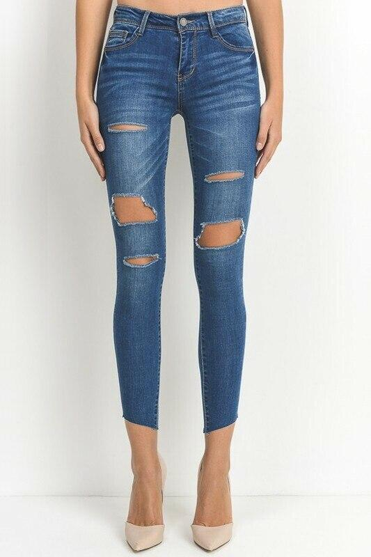 All Cut Out Denim Jeans with diagonal clean cut legs