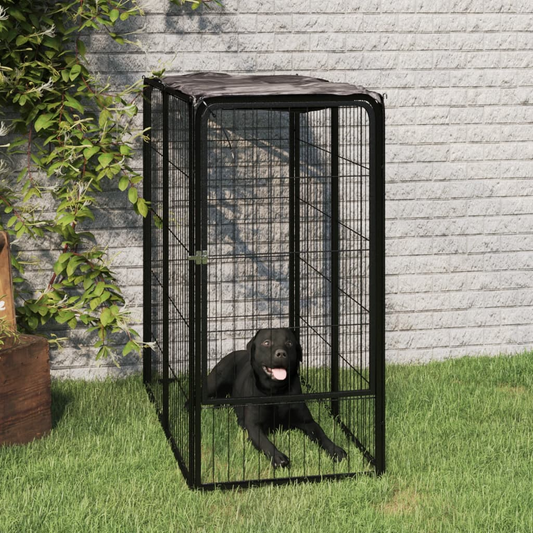 vidaXL Dog Playpen 6 Panels Black 19.7"x39.4" Powder-coated Steel