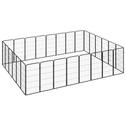 vidaXL 28-Panel Dog Playpen Black 19.7"x39.4" Powder-coated Steel