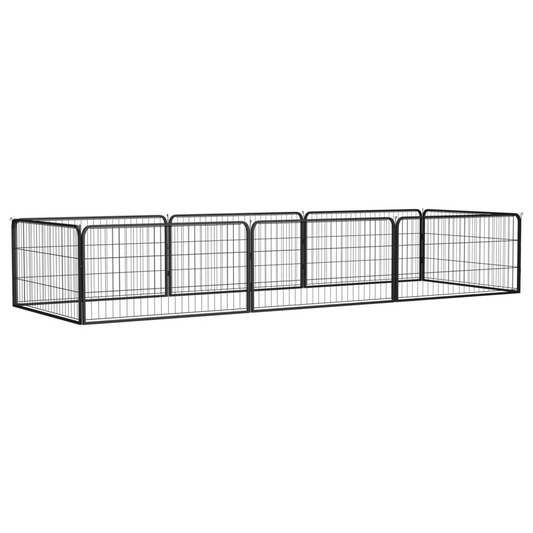 vidaXL 8-Panel Dog Playpen Black 39.4"x19.7" Powder-coated Steel