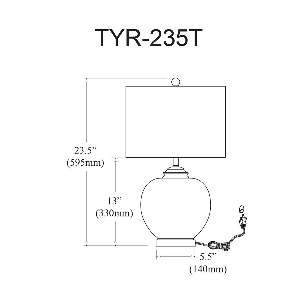 1LT Glass Table Lamp, White Shade