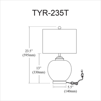 1LT Glass Table Lamp, White Shade