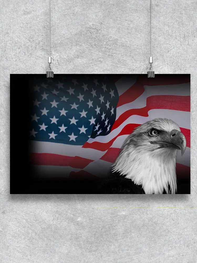 American Flag With Bald Eagle. Poster -Image by Shutterstock