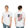250th Anniversary Distressed American Flag T-Shirt – Semiquincentennial Revolutionary Soldier Graphic Tee