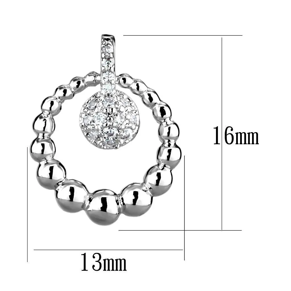 3W1296 - Rhodium Brass Earrings with AAA Grade CZ  in Clear