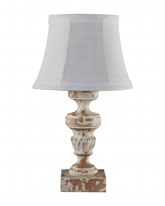 "14"" White Table Lamp With White Bell Shade"