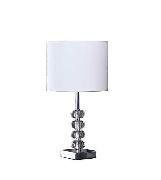 "18"" Silver Table Lamp With White Drum Shade"