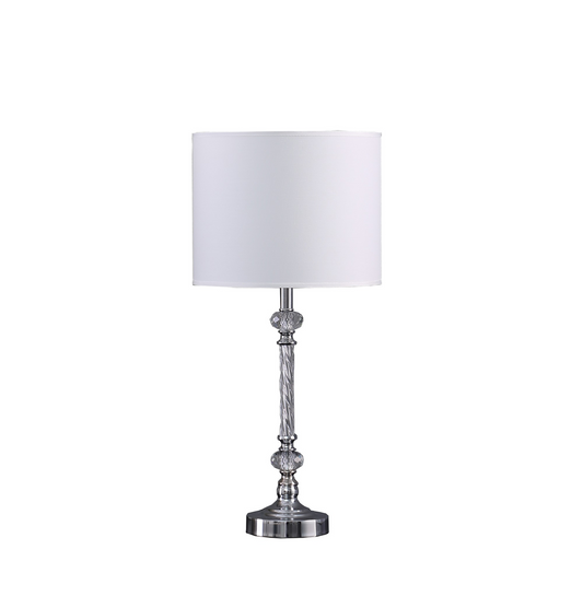 "19"" Silver Table Lamp With White Drum Shade"