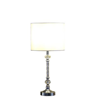 "19"" Silver Table Lamp With White Drum Shade"