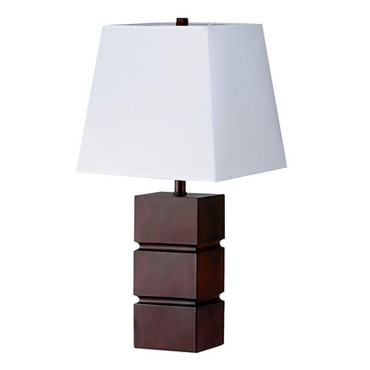 "27"" Brown Bedside Table Lamp With White Shade"