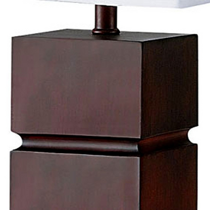 "27"" Brown Bedside Table Lamp With White Shade"