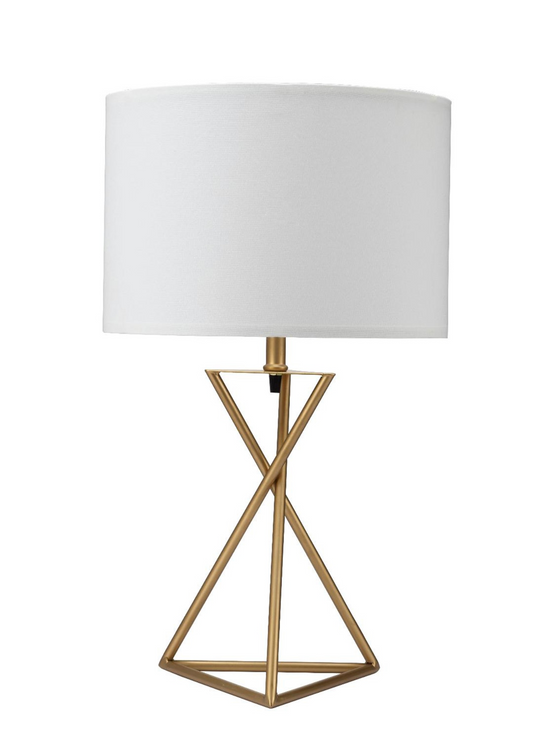 "Contemporary Gold Geo Table Lamp with White Shade"