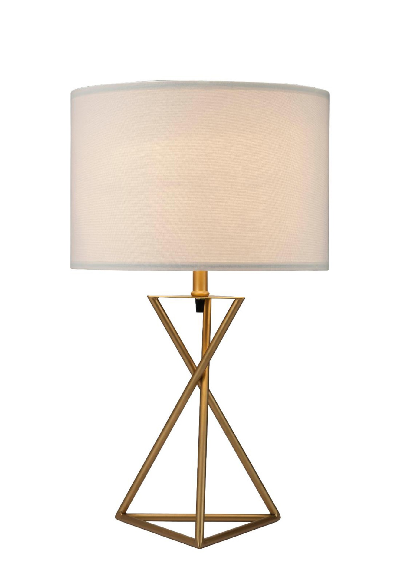 "Contemporary Gold Geo Table Lamp with White Shade"