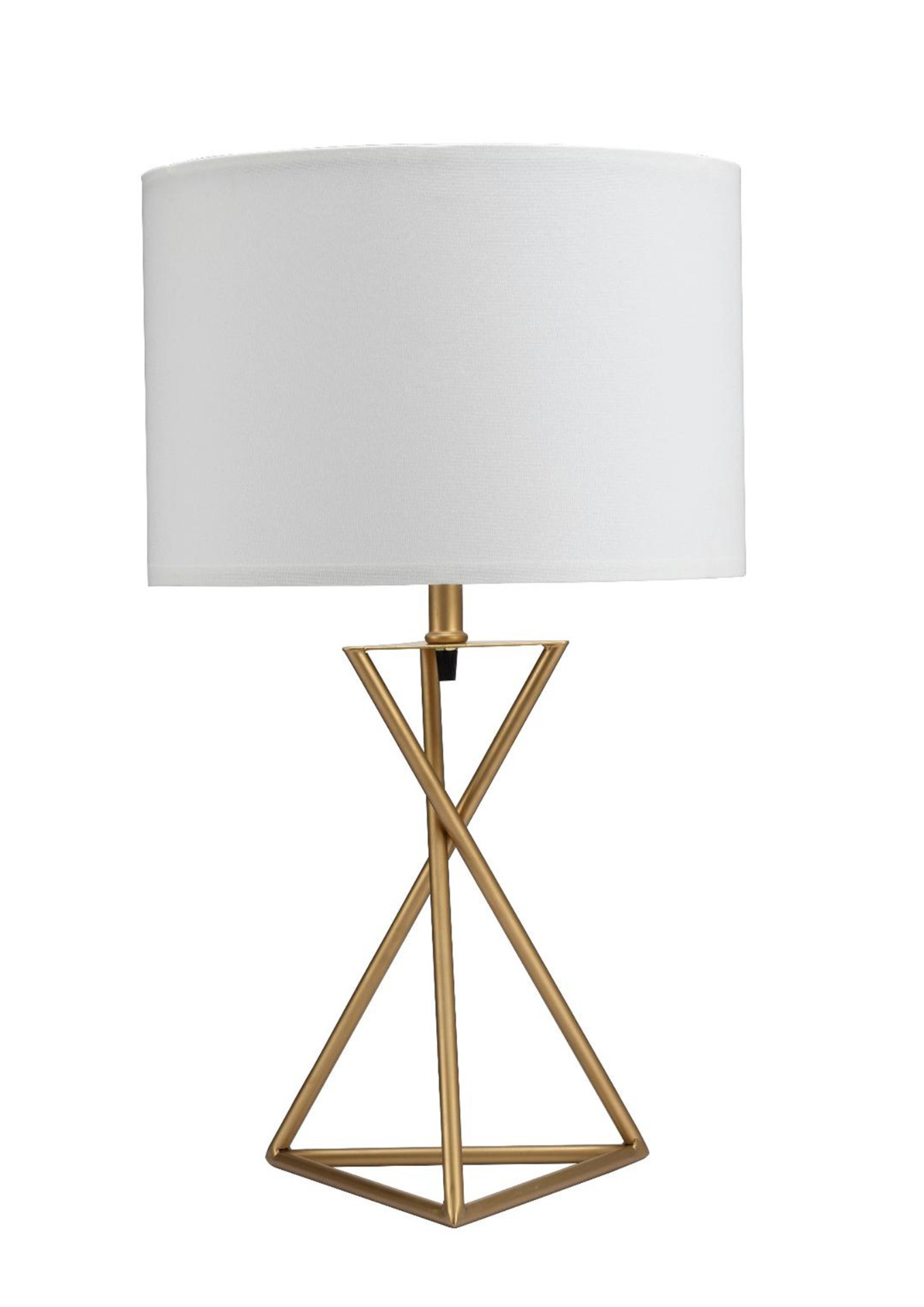 "Contemporary Gold Geo Table Lamp with White Shade"