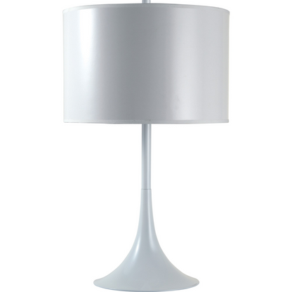 "25"" White Metal Table Lamp With White Classic Drum Shade"