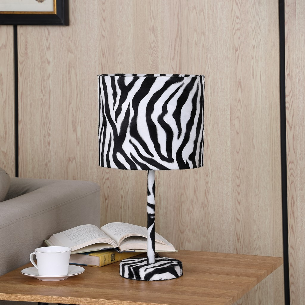 "19"" White Bedside Table Lamp With White Drum Shade"