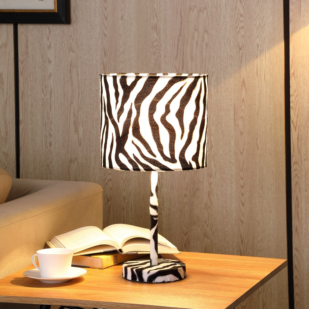 "19"" White Bedside Table Lamp With White Drum Shade"