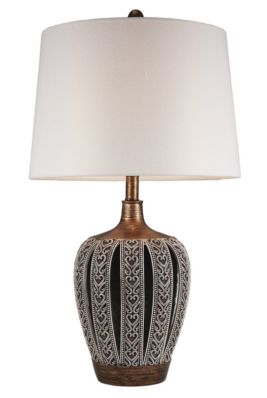 "Primo Tall Brown Table Lamp with White Lamp Shade"