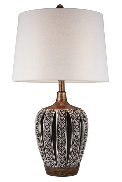 "Primo Tall Brown Table Lamp with White Lamp Shade"