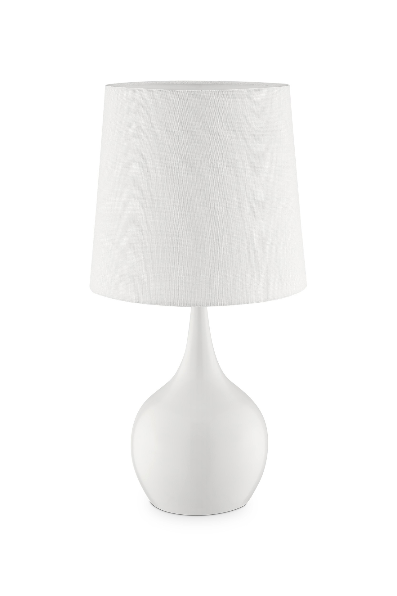 "24"" White Metal Bedside Table Lamp With Off-White Shade"