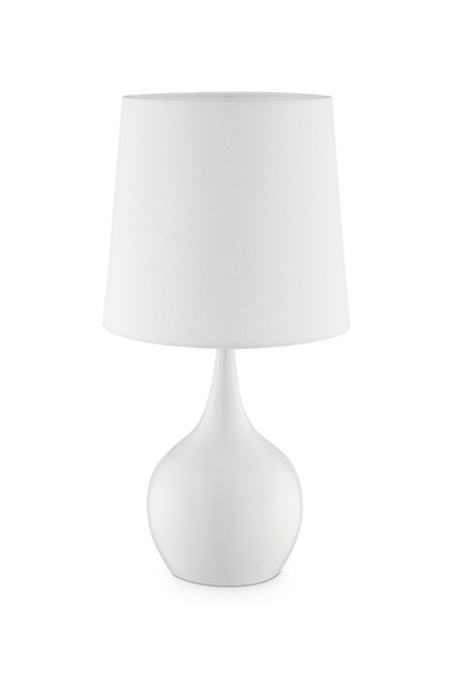 "24"" White Metal Bedside Table Lamp With Off-White Shade"