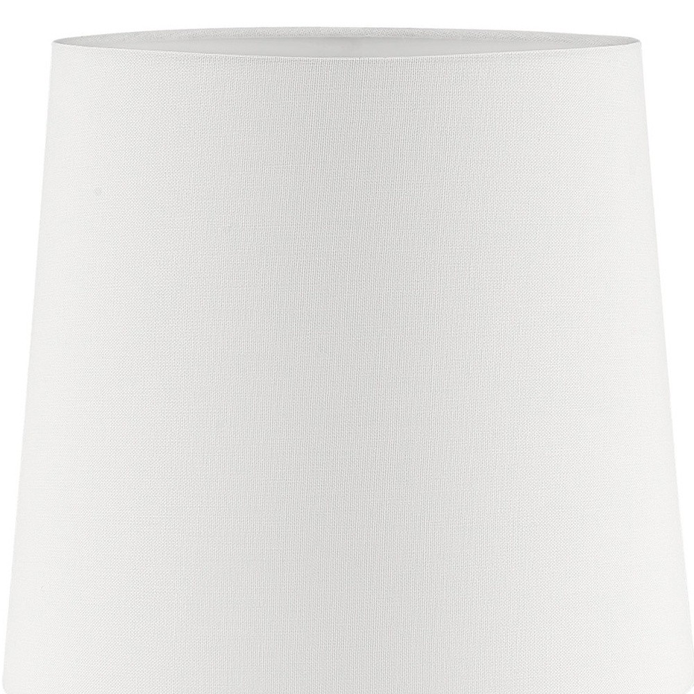 "24"" White Metal Bedside Table Lamp With Off-White Shade"