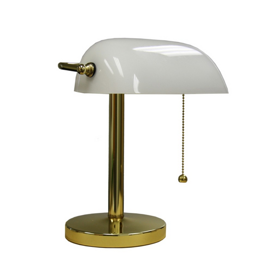 "Gold and White Hooded Table Lamp"