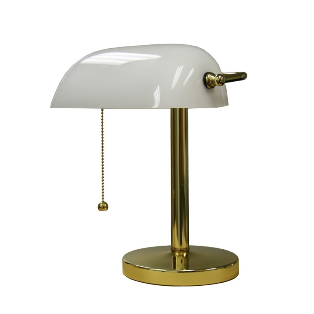 "Gold and White Hooded Table Lamp"