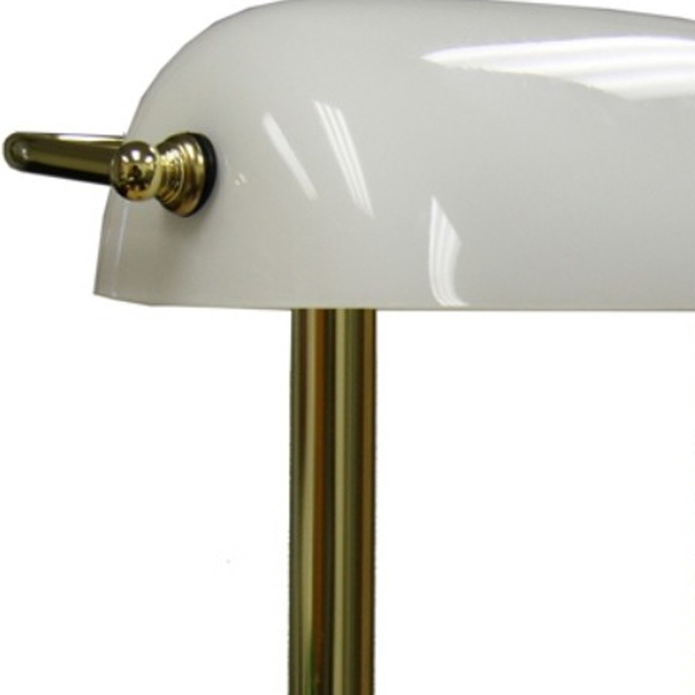 "Gold and White Hooded Table Lamp"