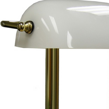 "Gold and White Hooded Table Lamp"