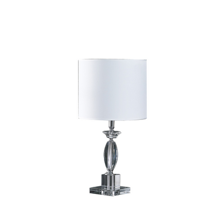 "23"" Silver Crystal Standard Table Lamp With White Classic Drum Shade Table Lamp"