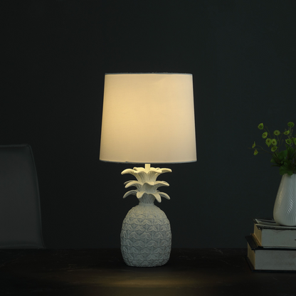 "17"" White Bedside Table Lamp With White Empire Shade"