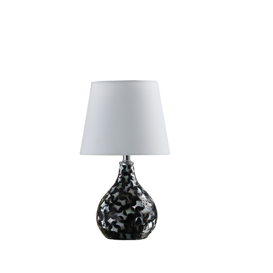 "12"" Black Table Lamp With White Globe Shade"