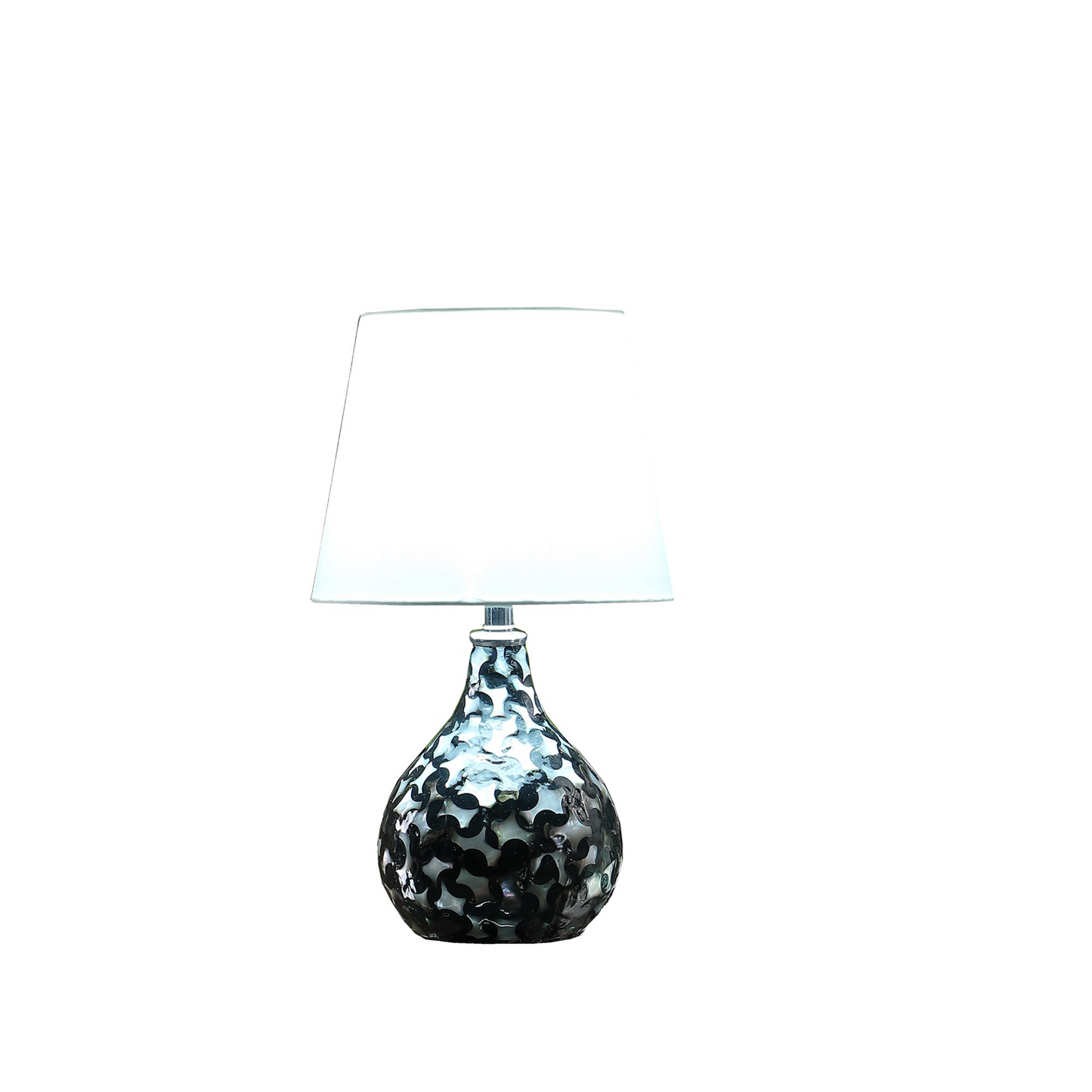 "12"" Black Table Lamp With White Globe Shade"