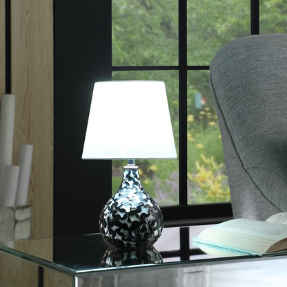 "12"" Black Table Lamp With White Globe Shade"