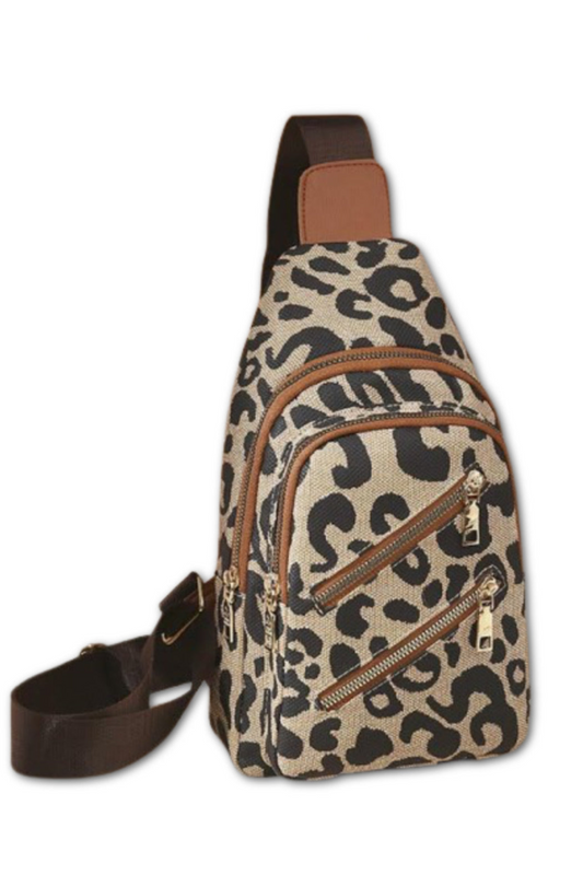 Animal Print Canvas Sling Bag