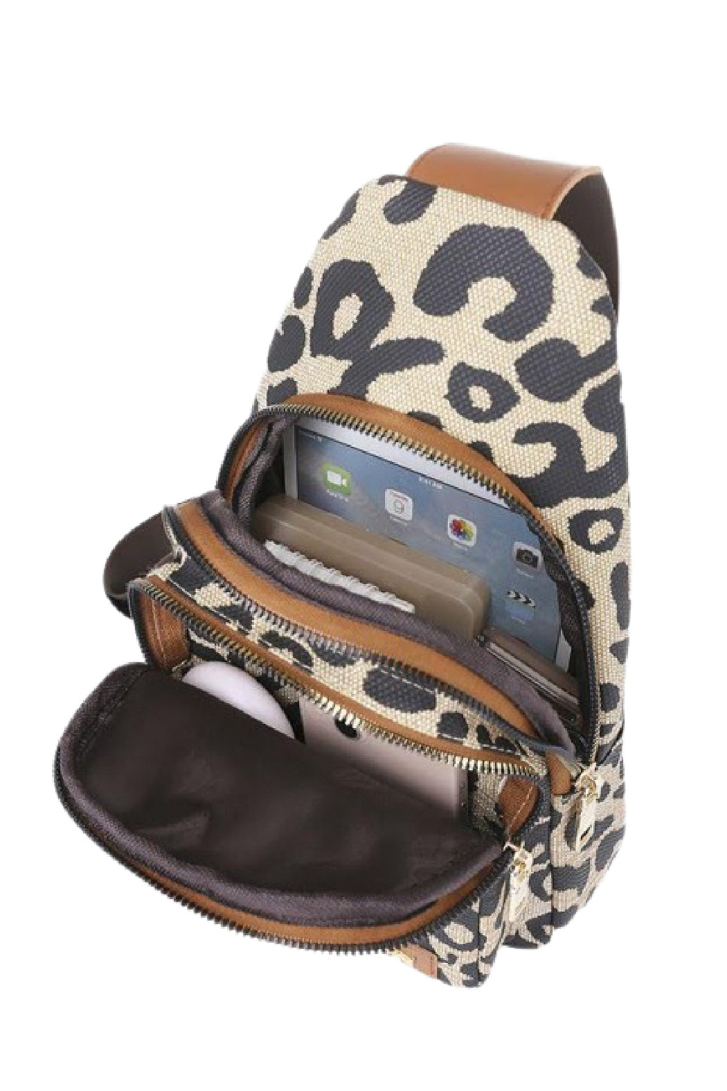 Animal Print Canvas Sling Bag