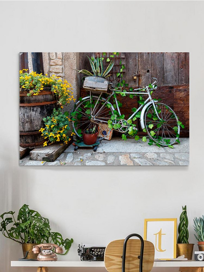 Bicycle With Growing Plants Wrapped Canvas -Image by Shutterstock