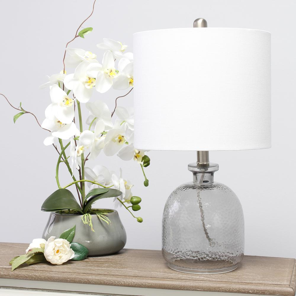 Textured Glass Table Lamp, White