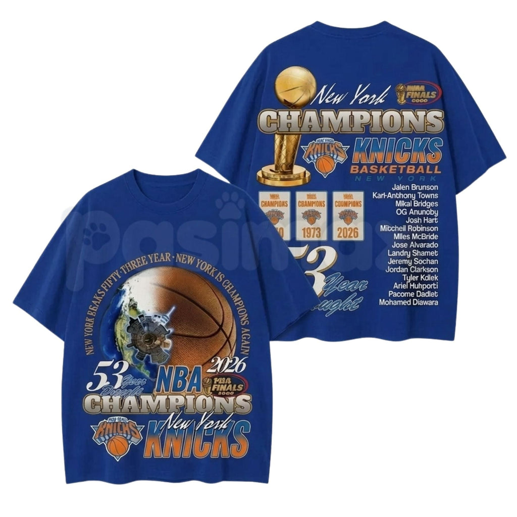 "End 53-Year Drought" New York Basketball Champions 2026 T-Shirt – Retro Style NY Championship Unisex Graphic Tee